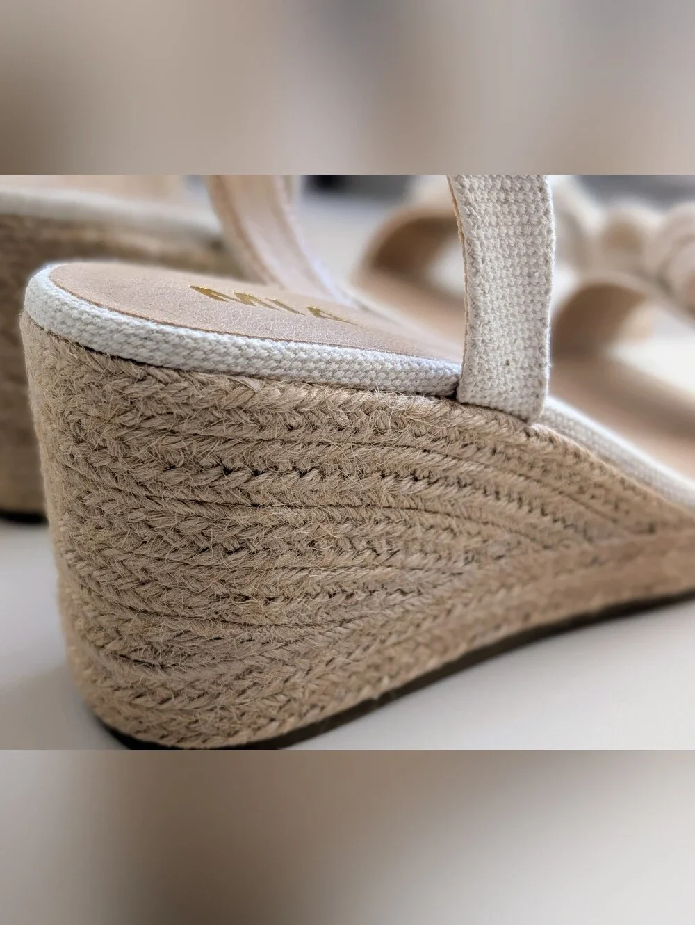 NIB MIA Josiane Natural Bow Platform Wedge Espadrille Sandals Size 8